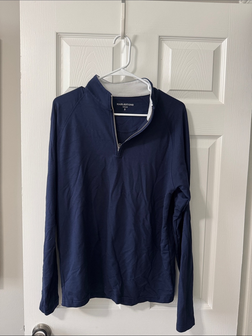 Harelstons Navy Quarter-Zip Pullover Sweater